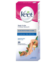 Veet Full Body Waxing Strips Kit For Sensitive Skin (20 Strips) X 2 PACK Cold Gel Wax Hair Removal