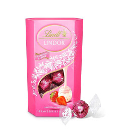 Lindt LINDOR Strawberry & Cream Chocolate Truffles, 7.05 oz / 200 gm (Free Shipping Worldwide)
