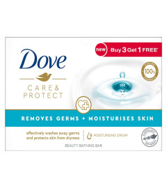 Dove Care & Protect Bathing Bar - Removes 99% Germs & Moisturises Skin, 100 g (Buy 3 Get 1 Free)
