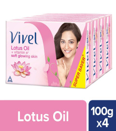 Vivel Lotus Oil Bathing Bar, 100g (Pack of 4) (Free Shipping Worldwide)