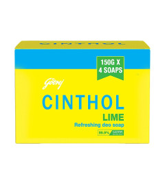 Cinthol Lime Soap, 150g (Pack of4) Lime Fresh Fragrance  Soaps For Bath Grade 1 Soap