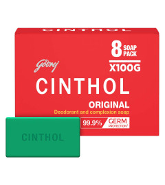 Cinthol Original Soap, 100g (Pack of 8) | Germ Protection | Soaps For Bath | Grade 1 Soap