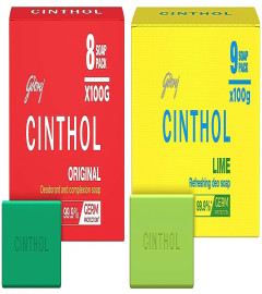 Cinthol Original Bath Soap , 100g (Pack of 8) & Cinthol Lime Bath Soap , 100g (Pack of 9)