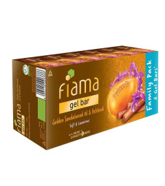 Fiama Gel bathing bar Golden Sandalwood oil and Patchouli with skin conditioners for soft 125 G X 6