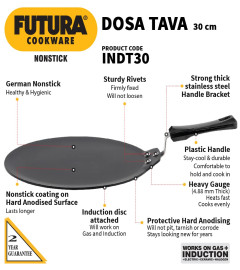 Hawkins Futura 30 cm Dosa Tava, Dosa Tawa antiaderente, Dosa Tawa a induzione