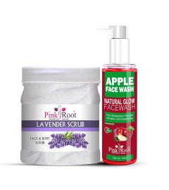 pink-root-apple-oil-balancing-face-wash-100ml-with-lavender-scrub-face-body-scrub-500gm-free-shipping-worldwide