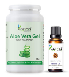 kazima-combo-of-aloe-vera-gel-1kg-almond-carrier-oil-15ml--100-pure-natural-for-skin-face-acne-scars-hair-moisturizer-dark-circles-combo-of-2-free-world-wide-shipping