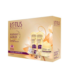 Lotus Herbals Radiant Gold Cellular Glow 5 in 1 Facial Kit | With 24K Gold leaves 170gm